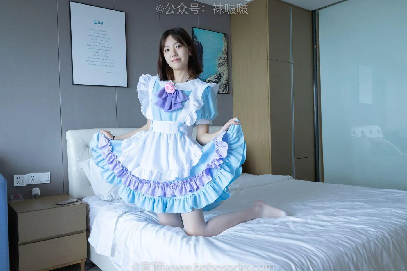 [BoBoSocks袜啵啵]NO.066 小甜豆-女仆装、高跟鞋、薄白丝 [134P]插图9
